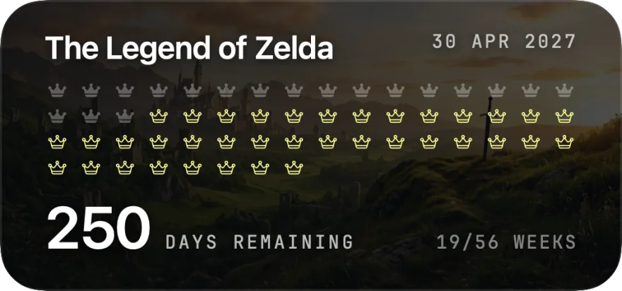 The Legend of Zelda countdown widget