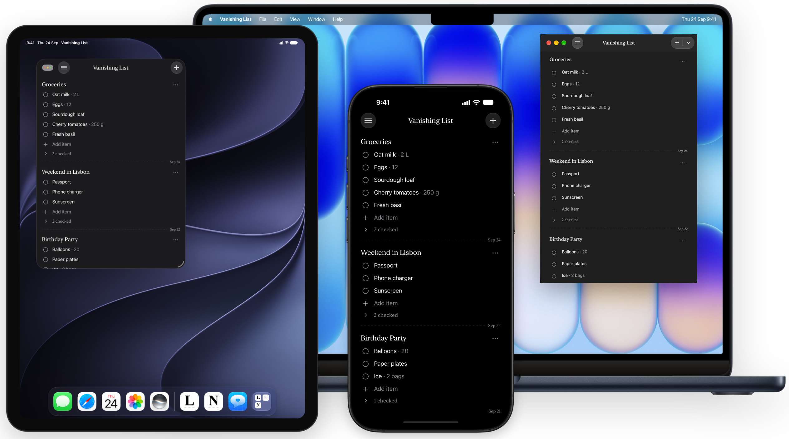Vanishing List on Mac, iPad and iPhone